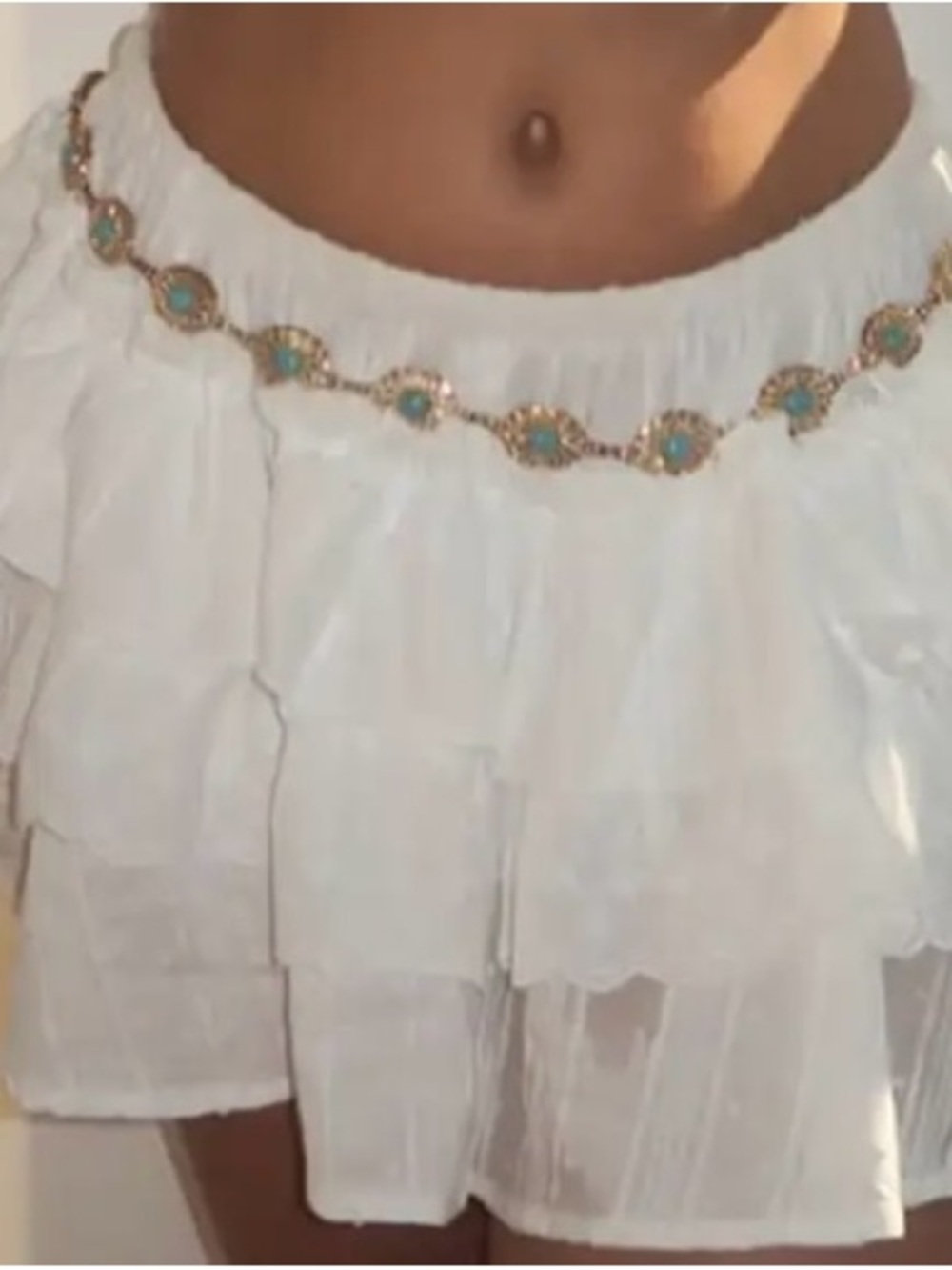 Cider White Tiered Ruffle Mini Skirt 100% cotton size XL